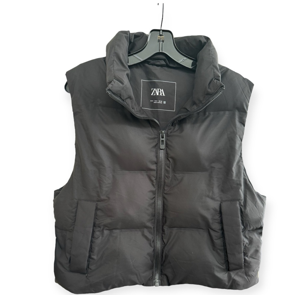 Zara Cropped Zip Puffer Vest Size M